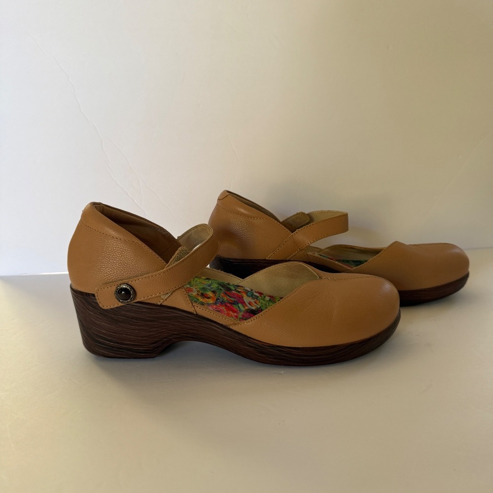 Alegria By PG Lite Tan Leather Mary Jane Wedge Shoes Size‎ 11/42  Workwear Boho